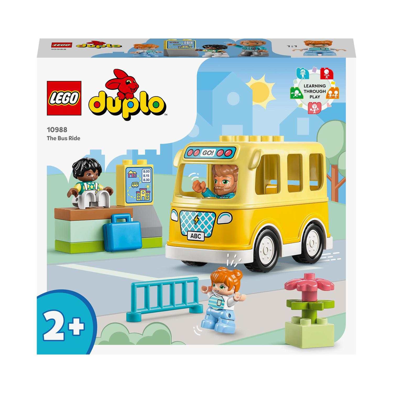 LEGO 10988 Duplo Le Voyage en Bus, Jouet Éducatif pour Développer Les  Aptitudes Sociales et la Motricité Fine, avec Véhicule et Figurines, Cadeau  Enfants Dès 2 Ans, Garçons et Filles : 