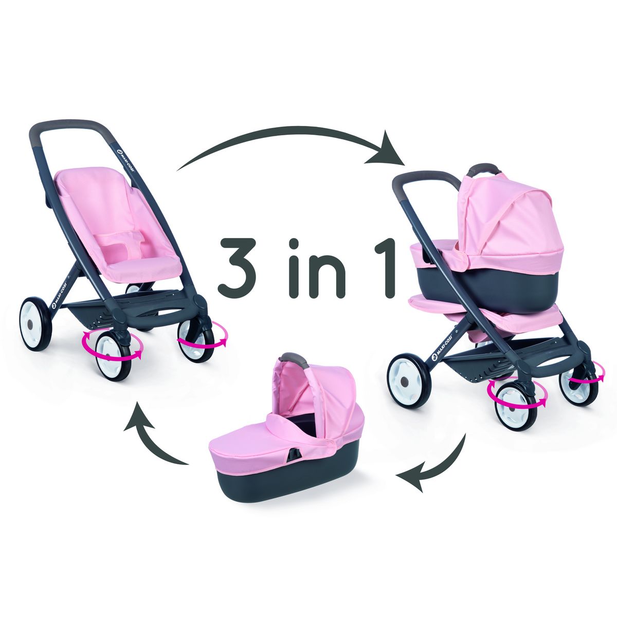 Promo Smoby maxi cosi combi poussette + landau 3 en 1 chez Hyper U