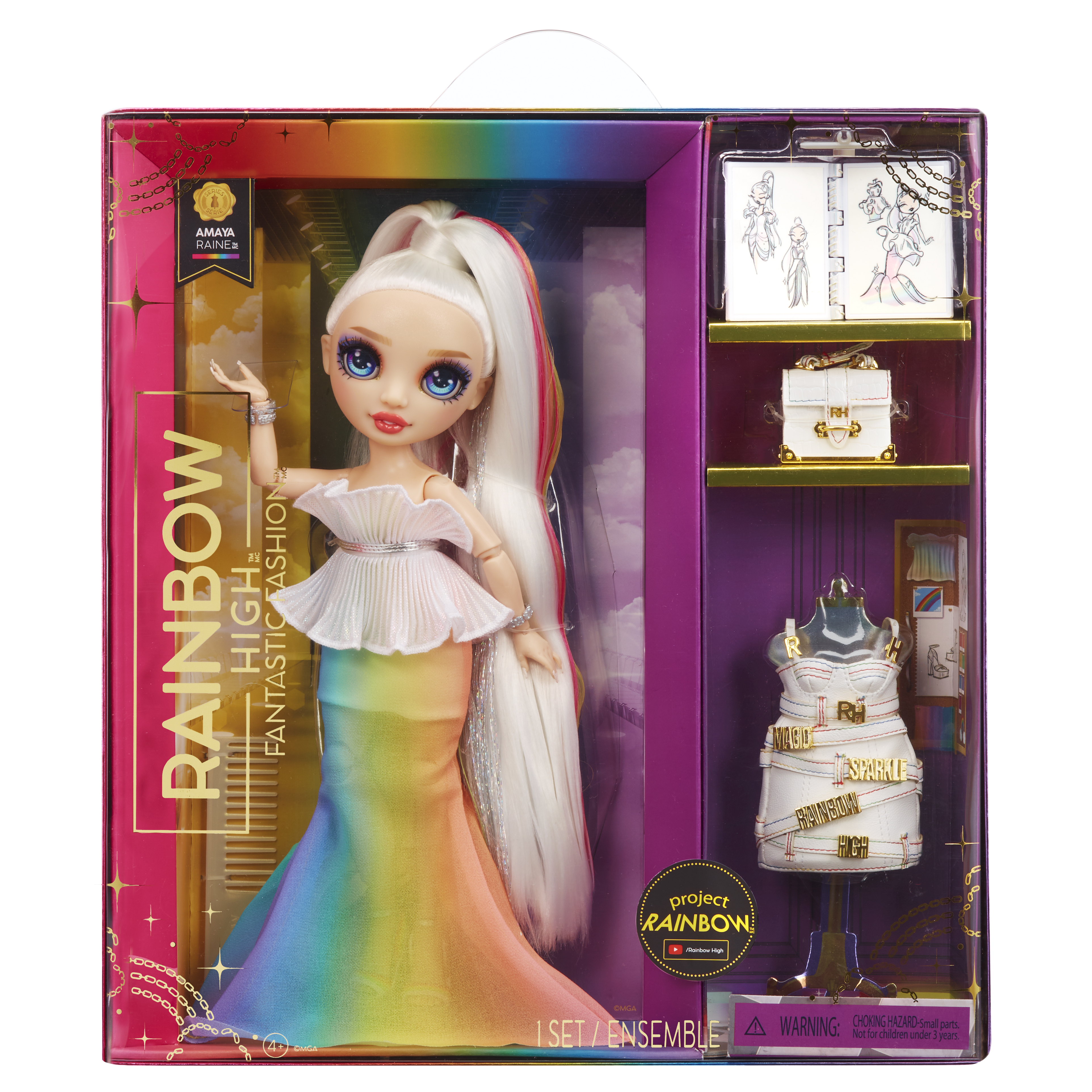 Robe de soirée brillante avec traîne doublée pour poupées Rainbow High –  Bee the One