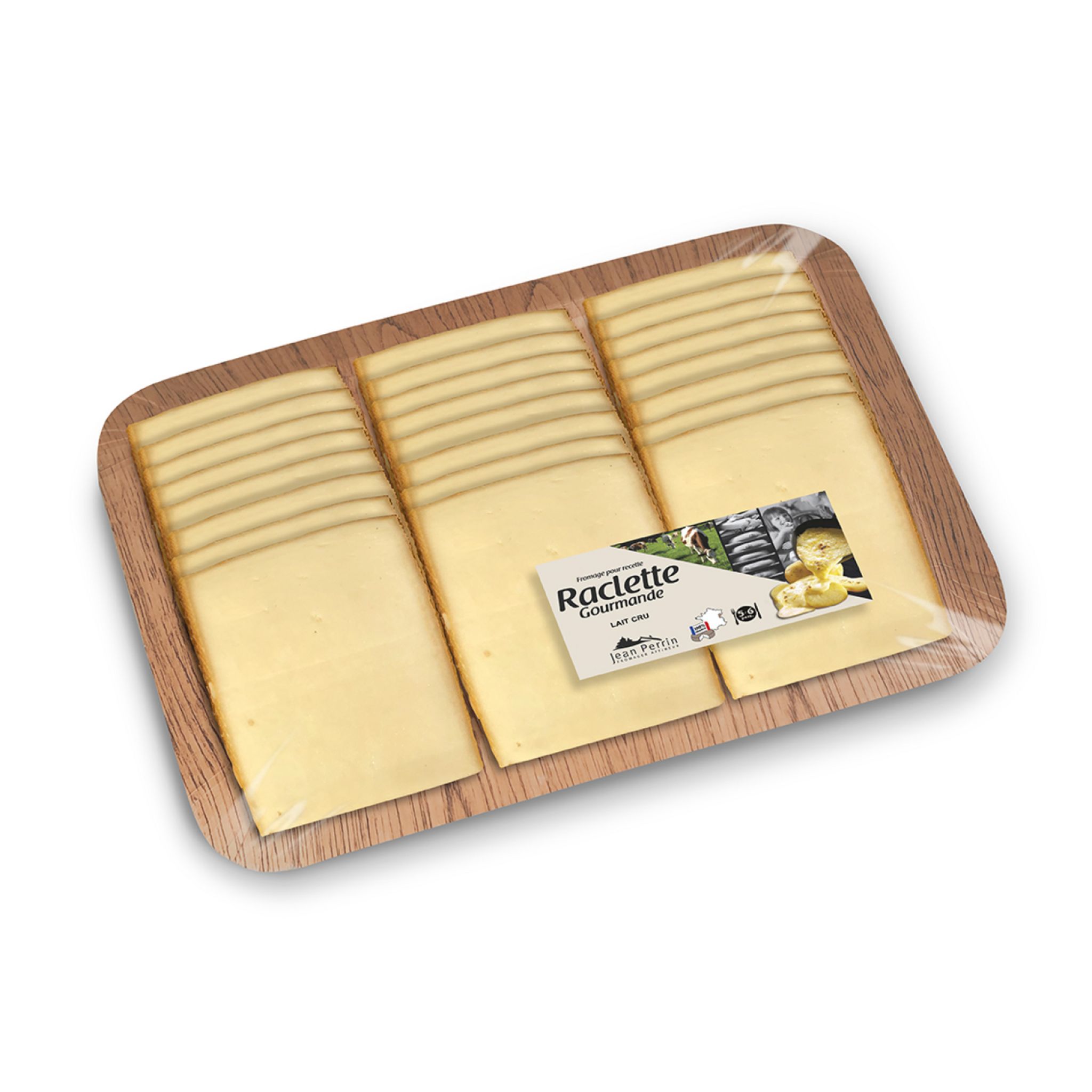 Assortiment de 3 fromages à raclette au lait cru tranchés - Nature, fumé et  Morbier