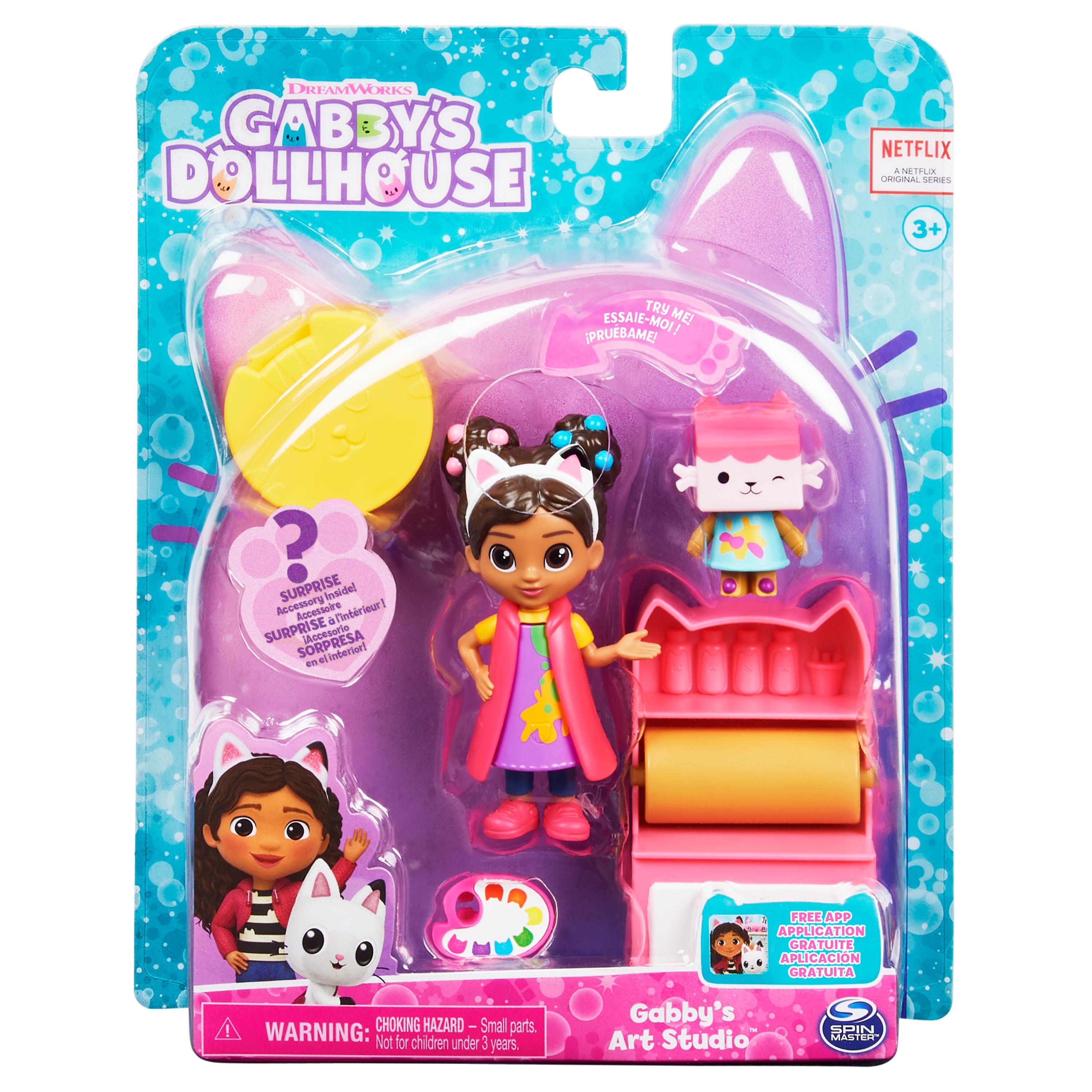 Gabby et la Maison Magique - Gabby's Dollhouse - PACK 2 FIGURINES ET  ACCESSOIRES - Coffret Studio d'Art - Gabby, 1 Figurine Chat Et Accessoires  