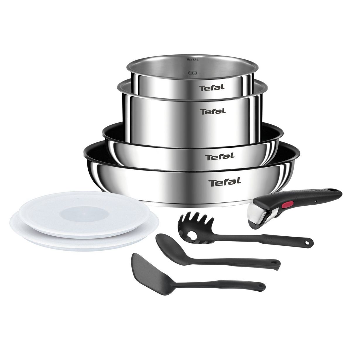 TEFAL Batterie de cuisine 10 pièces en inox INGENIO pas cher