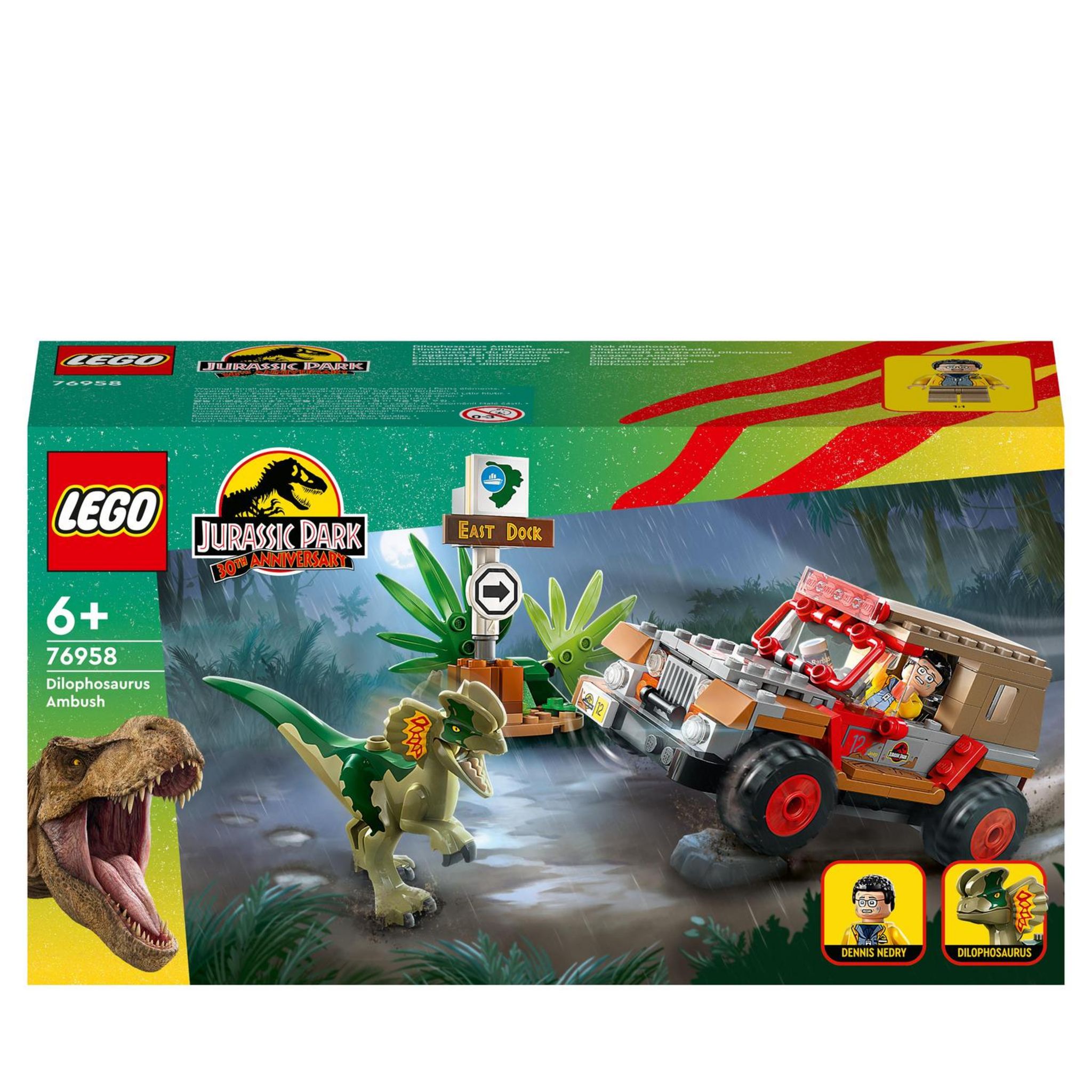 LEGO LEGO Jurassic Park 76958 L'Embuscade du Dilophosaure, Jouet de  Dinosaure avec Voiture Jeep pas cher 