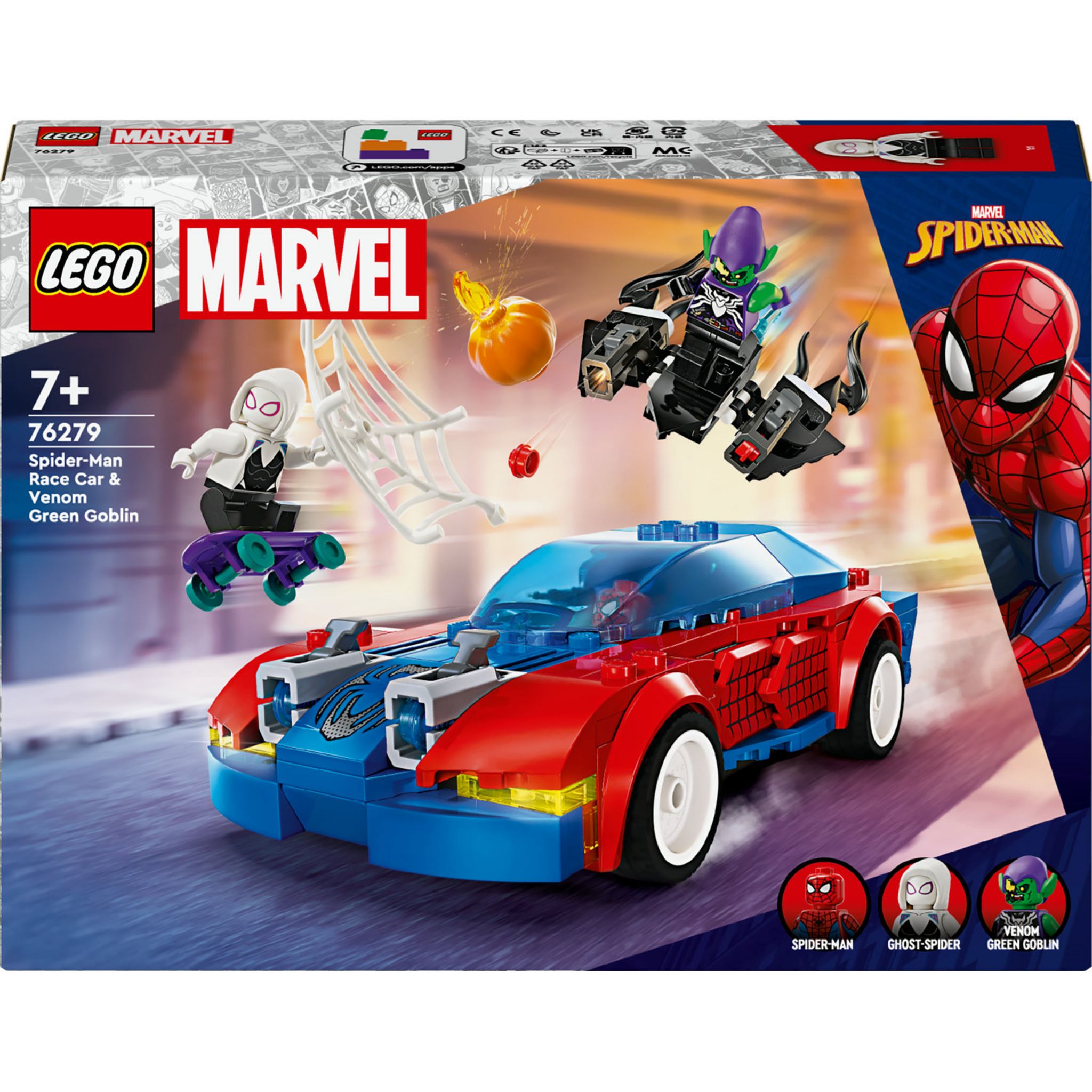 LEGO 76244 Marvel Miles Morales vs. Morbius, Jouet de Construction Spider- Man, avec Voiture de Course