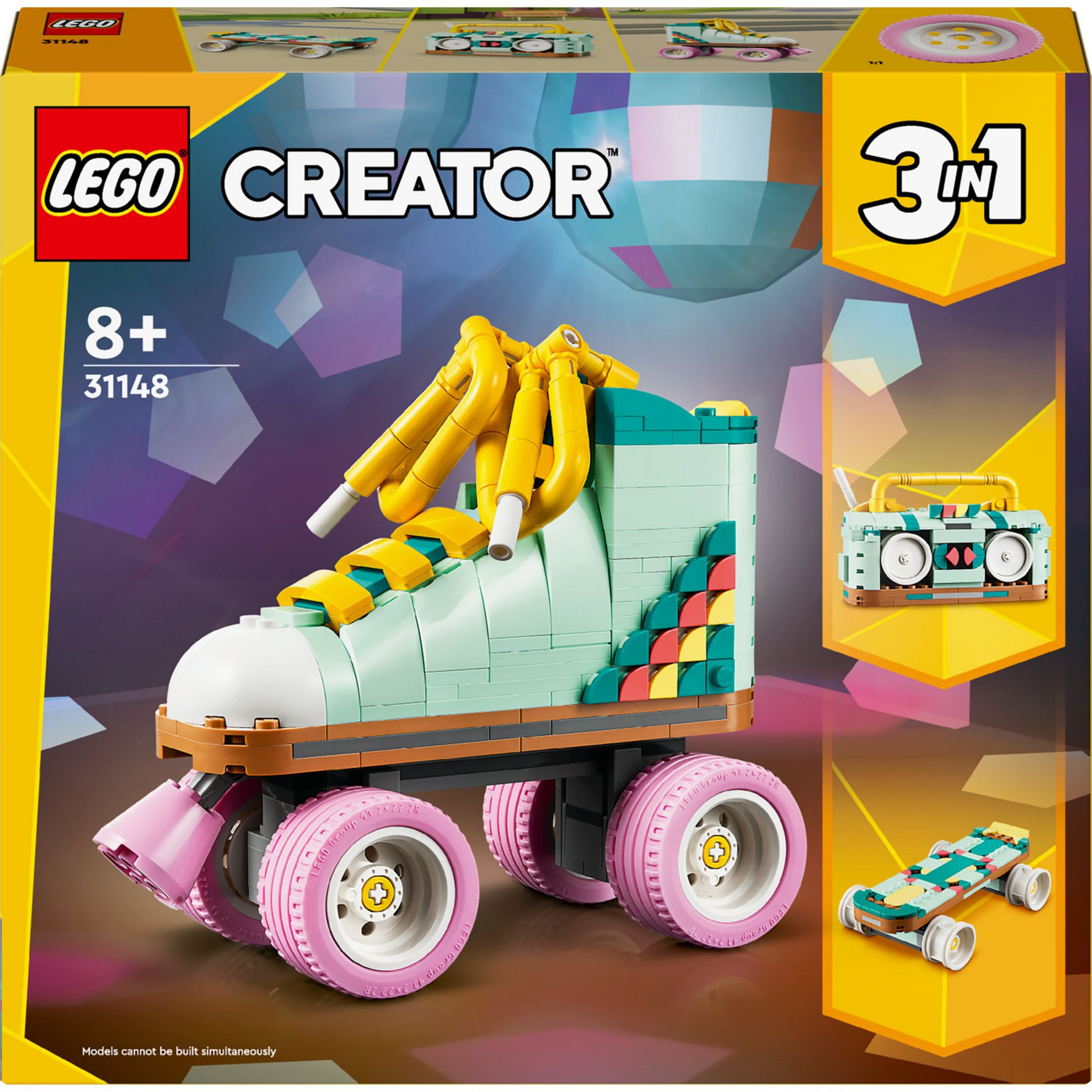 LEGO Creator 3en1 31148 Les Patins à Roulettes Rétro, Jouet avec  Mini-Skateboard et Boombox, Décoration Rétro pas cher 