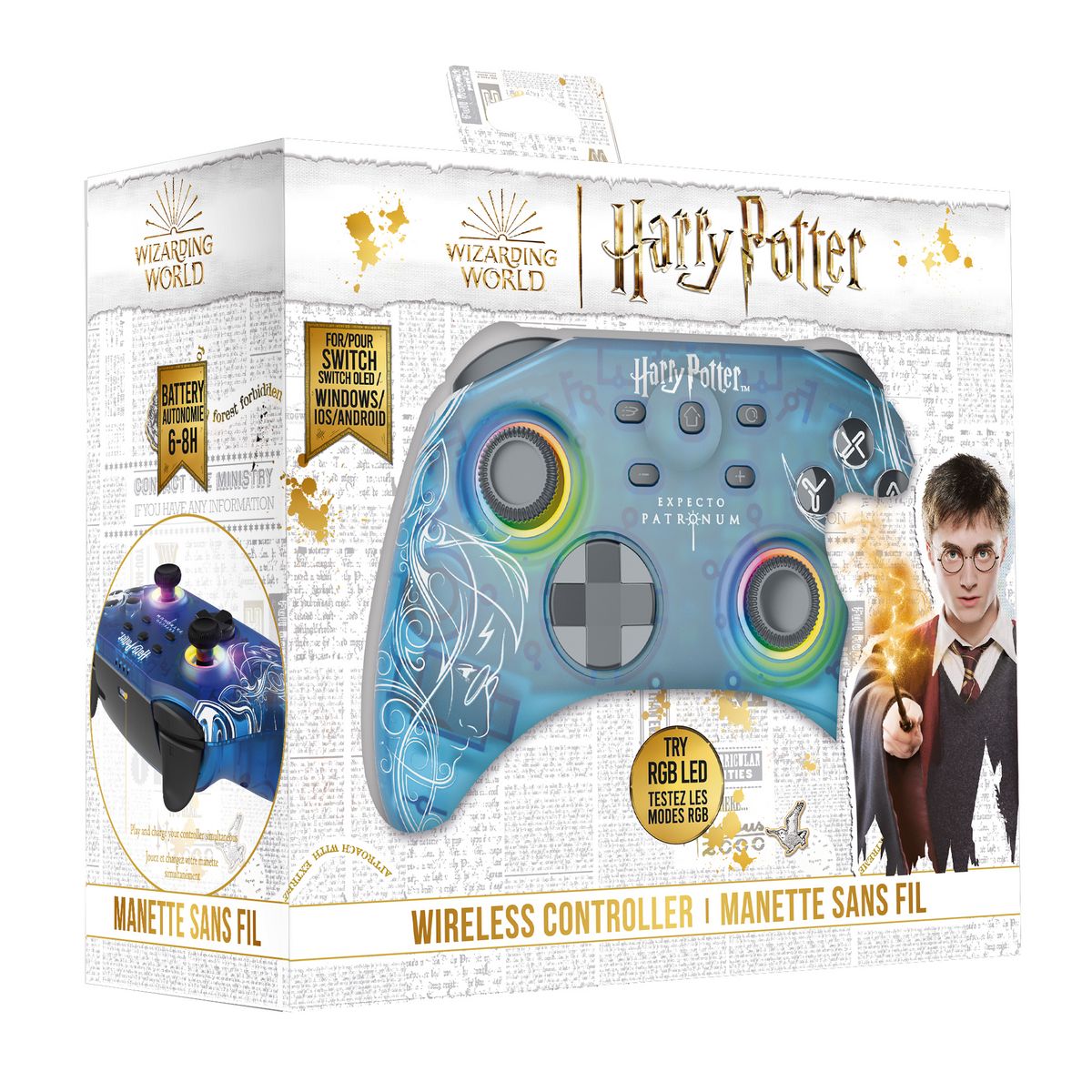 Manette Sans fil Translucide Patronus Harry Potter Nintendo Switch pas cher  