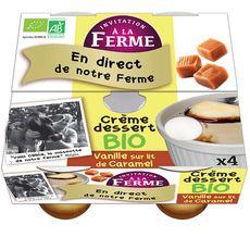 Invitation A La Ferme Creme Vanille Lit Caramel Bio 4x100g Pas