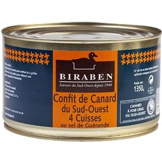 BIRABEN Biraben Confit de canard du sud-ouest 1,35kg - 4 cuisses 4 cuisses 1,35kg