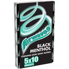 AIRWAVES Chewing-gums sans sucres black menthol 5x10 dragées 70g