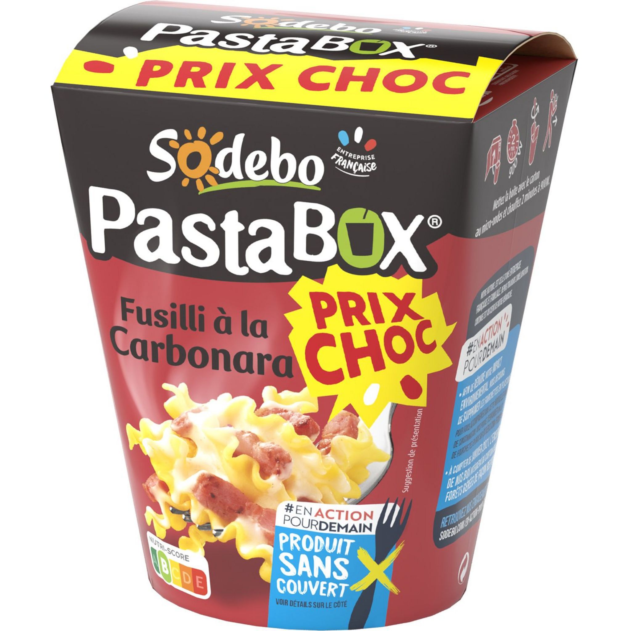 SODEBO Pasta Box Fusilli à la Carbonara 300g pas cher 