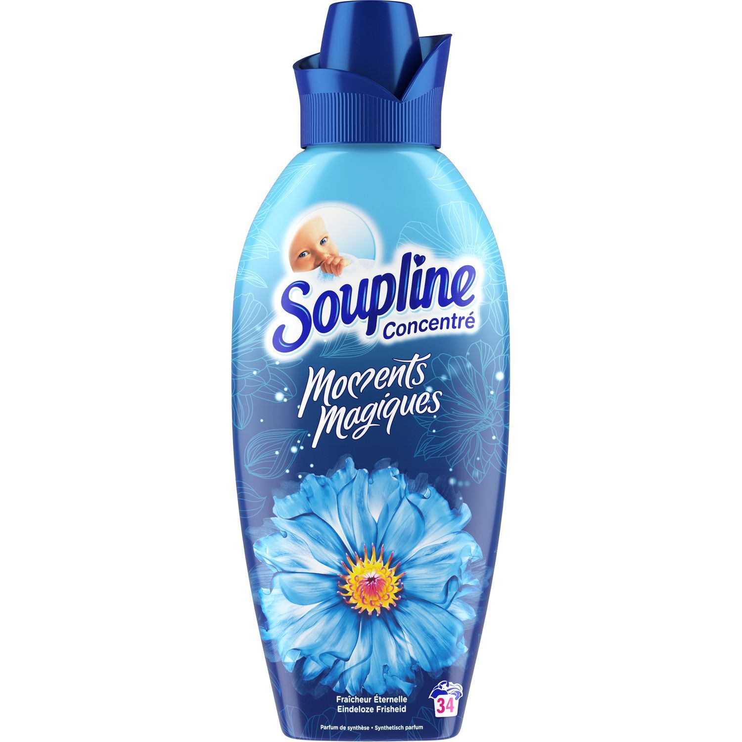 SOUPLINE Adoucissant concentré Moments Magiques Fraîcheur éternelle - 34  lavages - 800 ml - Cdiscount Electroménager