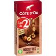 COTE D'OR Tablette de chocolat au lait et noisettes entières 2 tablettes 2x180g