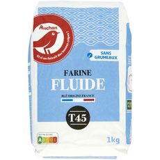 AUCHAN Farine de blé T45 fluide sans grumeaux 1kg