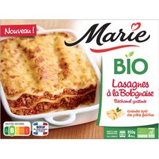 MARIE Lasagnes bio à la bolognaise béchamel gratinée 4 portions 850g
