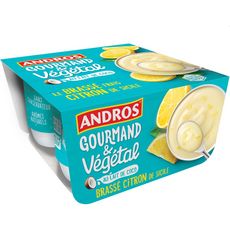 ANDROS Gourmand & Végétal Dessert brassé au lait de coco et citron 4x100g