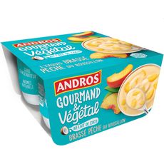 ANDROS ANDROS Dessert brassé végétal au lait de coco et pêche 4x100g 4x100g 4x100g