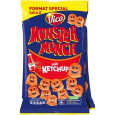 MONSTER MUNCH Biscuits soufflés goût ketchup 2 paquets  2x100g