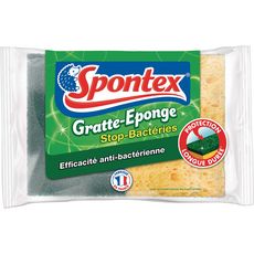 SPONTEX Gratte éponge efficacité anti-bactérienne x2