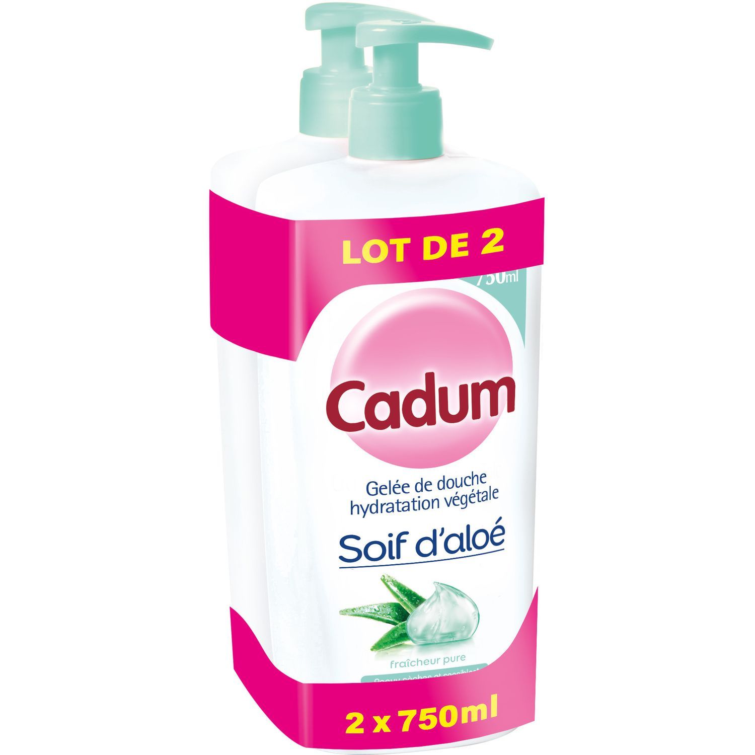 Cadum Gelée de douche hydratation Soif d'Aloe fraîcheur pure 