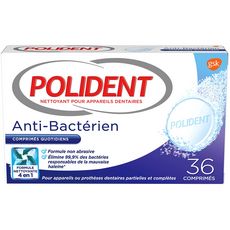 POLIDENT Comprimés quotidiens anti-bactérien pour appareils dentaires 36 comprimés