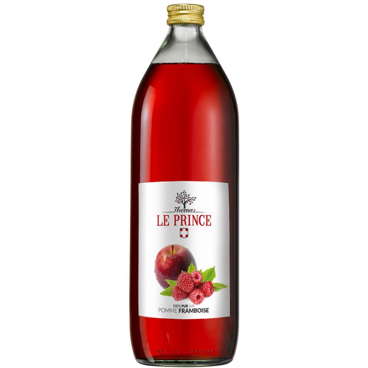 THOMAS LE PRINCE Pur jus de pomme framboise bouteille verre 1l