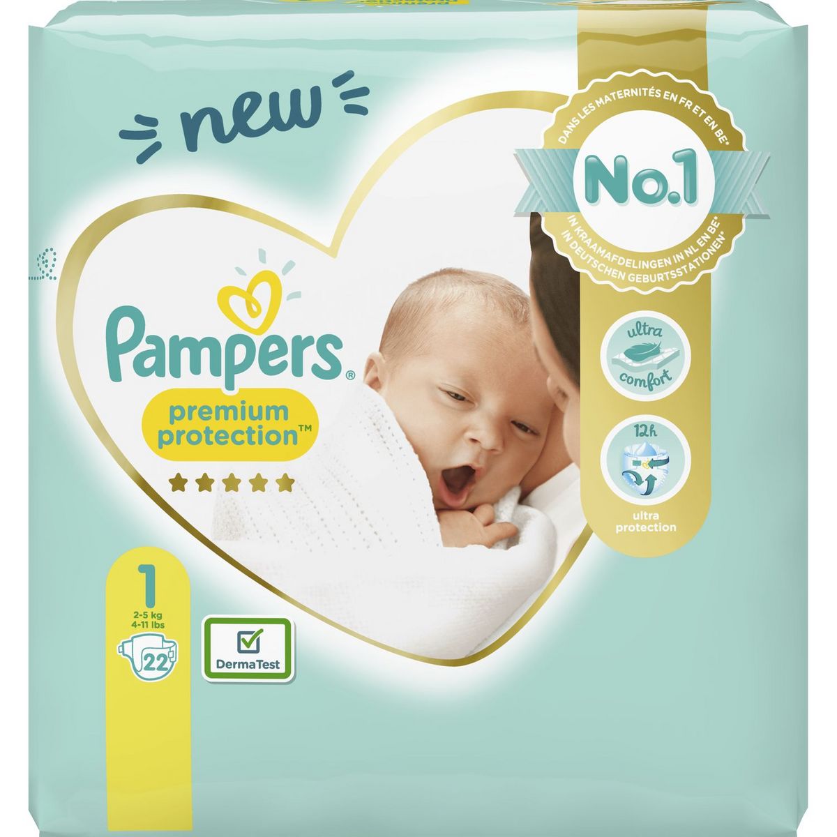 PAMPERS Premium protection couches taille 1 (2-5kg) 22 couches pas cher 