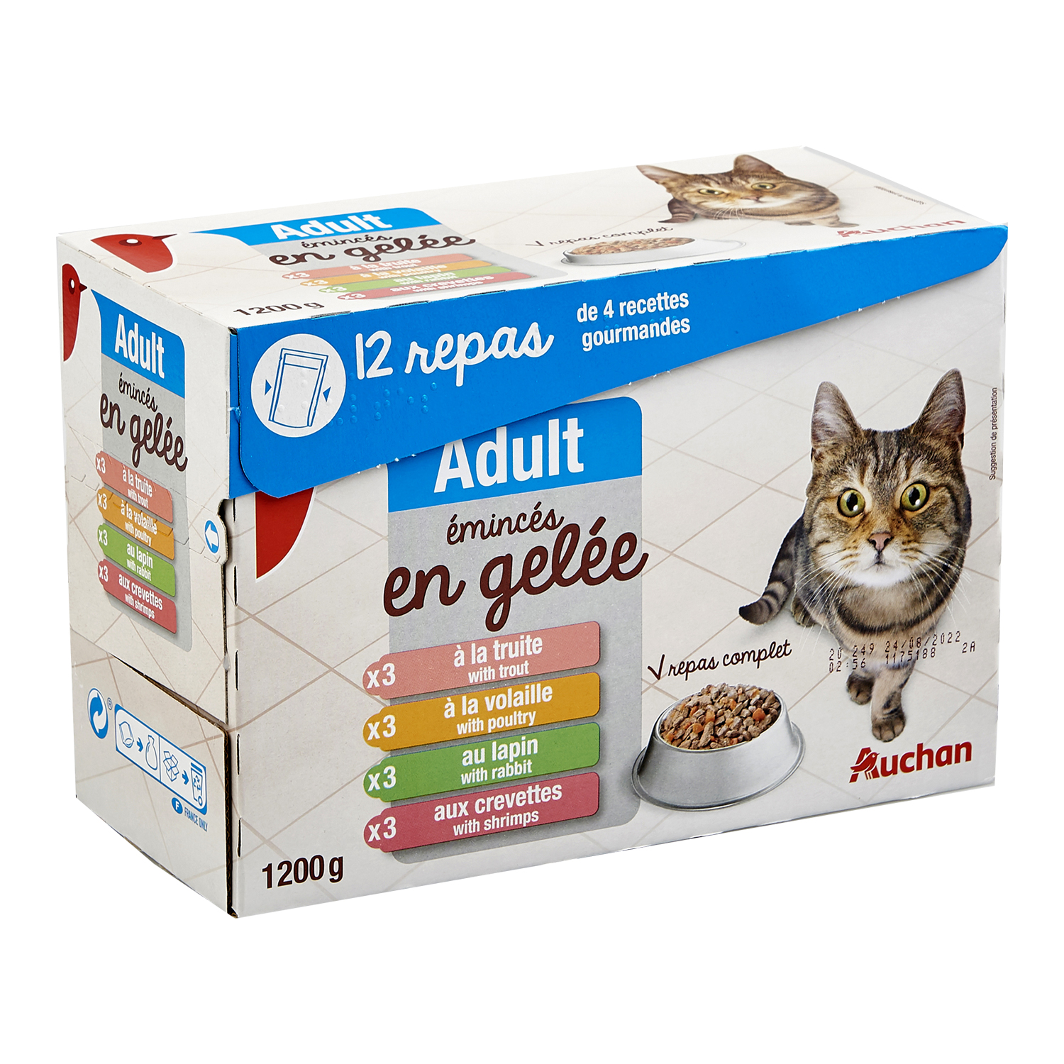 Auchan Adult Assortiment Sachets Repas Poissons En Gelee Pour Chat 12x100g Pas Cher A Prix Auchan