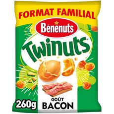 Twinuts cacahuètes enrobées goût bacon format familial 260g