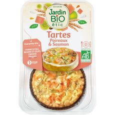 JARDIN BIO ETIC Tartes salées bio poireaux et saumon 2 tartes 230g
