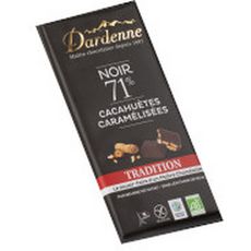DARDENNE Tablette de chocolat noir 71% de cacao aux noisettes entières bio 180g