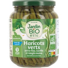 JARDIN BIO ETIC Haricots verts extra fins rangés main sans sel ajouté 660g