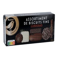 AUCHAN GOURMET Assortiment de biscuits au chocolat 150g