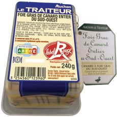 AUCHAN LE TRAITEUR Foie gras entier de canard du Sud-Ouest label rouge 6 parts 240g