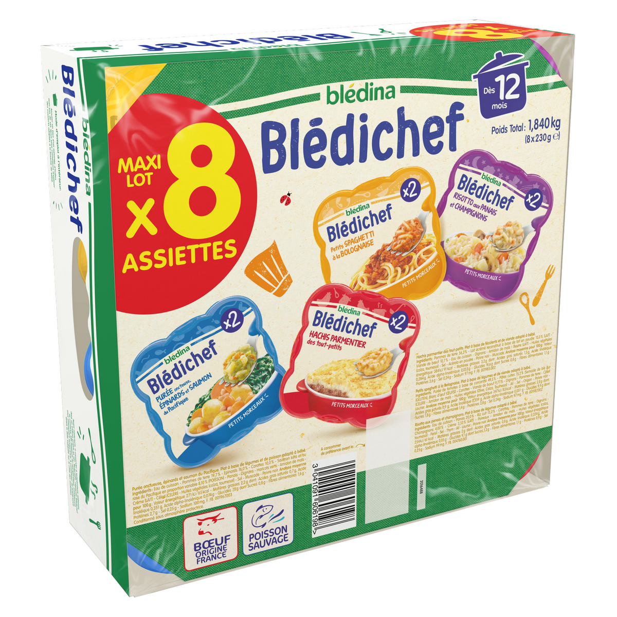 BLEDINA Blédichef Assiette repas petits morceaux risotto purée