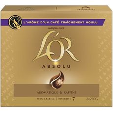 L'OR Café moulu absolu aromatique et raffiné 2X250g