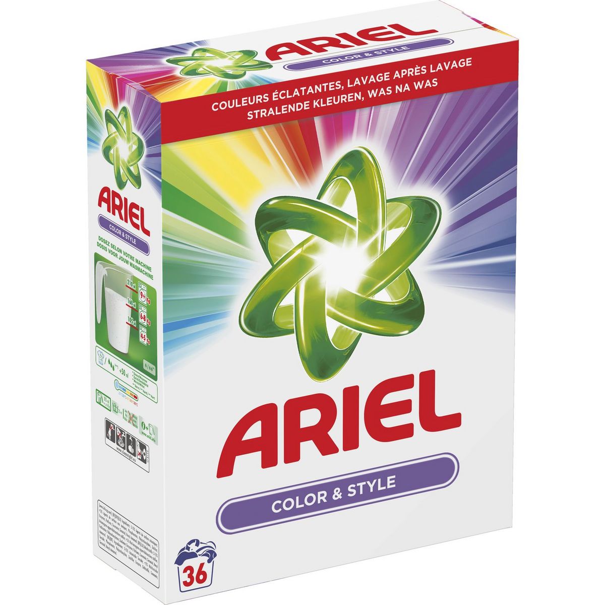 ARIEL Lessive poudre color 36 lavages 2,340kg pas cher 