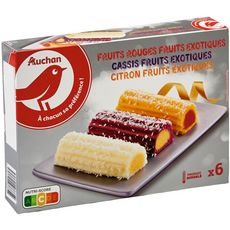 AUCHAN Bûchette glacée Fruits exotiques fruits rouges cassis citron 6 pièces 333g