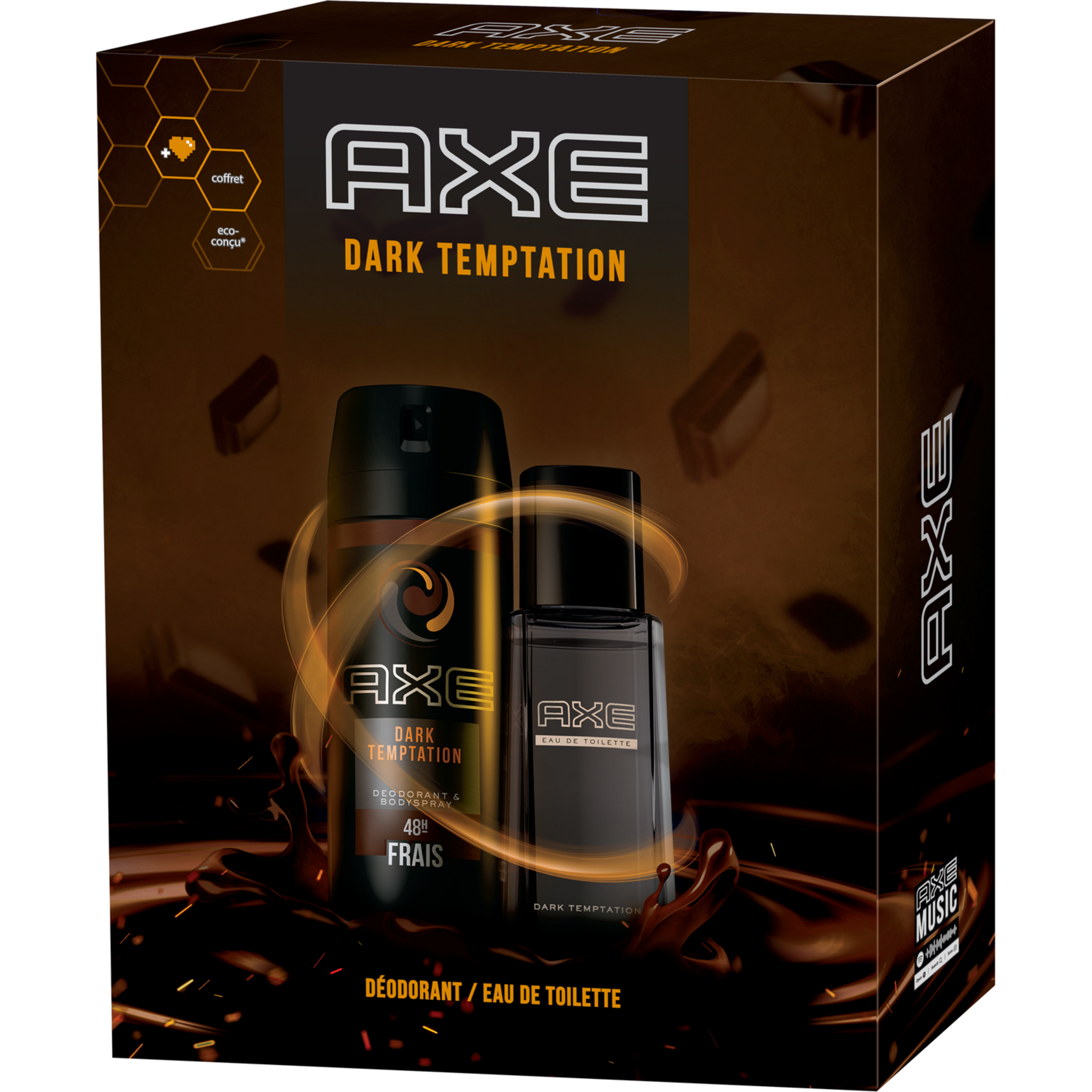 AXE Trousse Dark Temptation Homme eau de toilette gel douche et déodorant 3  produits 1 trousse pas cher 