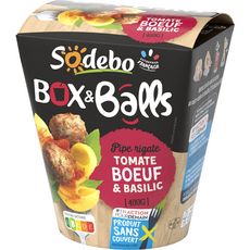 SODEBO Sodebo Box&Balls Pipe rigate tomate bœuf basilic sans couverts 400g 1 portion 400g