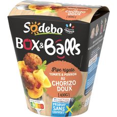SODEBO Box&Balls piperade rigatoni chorizo sans couverts 1 portion 400g