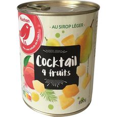 AUCHAN Cocktail de 4 fruits au sirop léger 250g