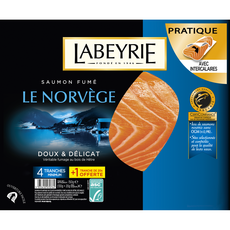 LABEYRIE Saumon fumé de Norvège 4 tranches + 1 offerte 150g