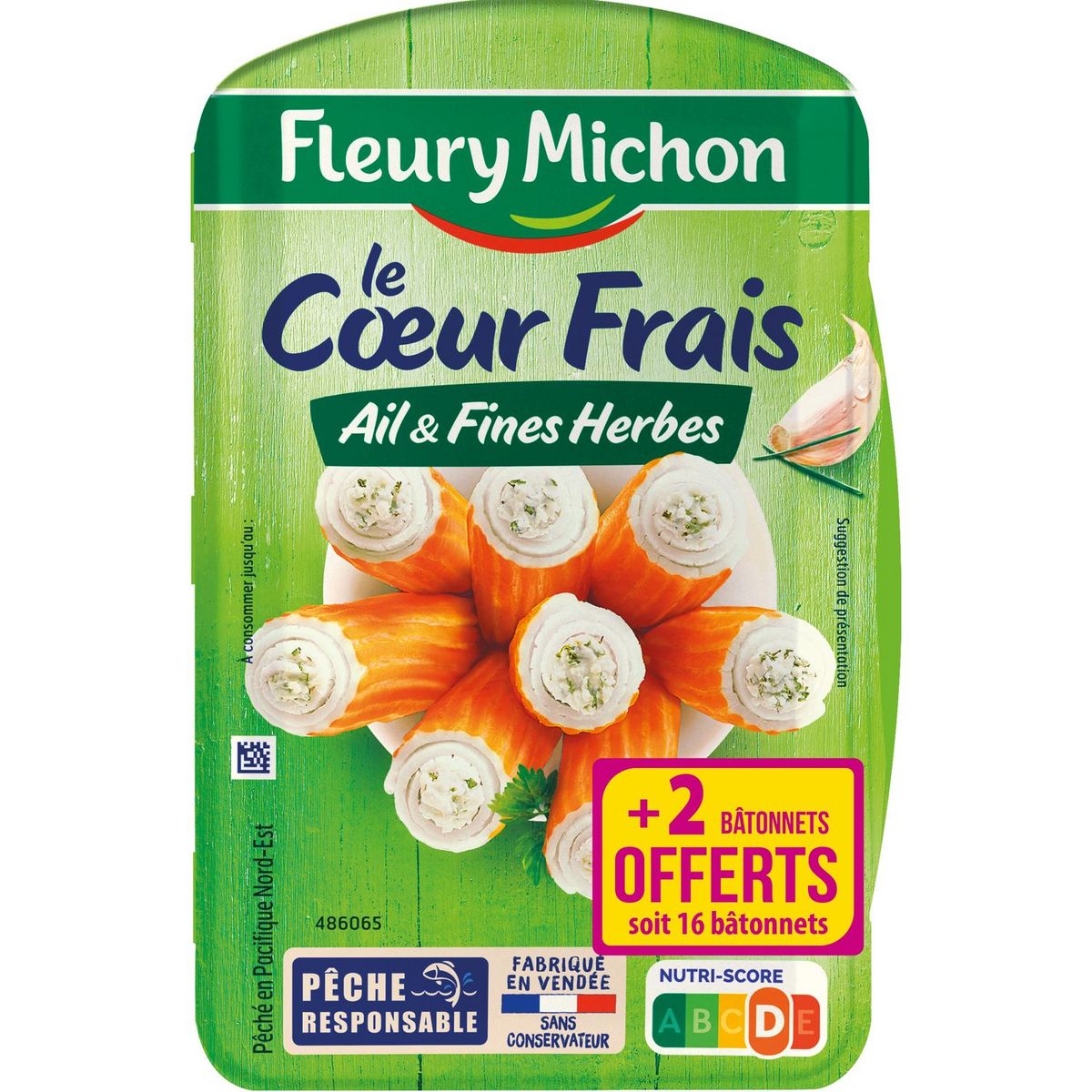 FLEURY MICHON Bâtonnets de Surimi coeur frais fromage ail et fines ...