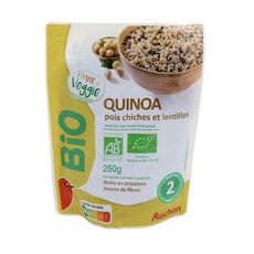 AUCHAN BIO Envie de veggie quinoa pois chiches et lentilles 2 portions 250g