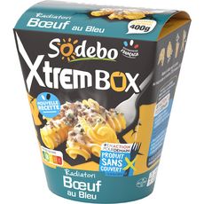 SODEBO Xtrem Box Radiatori Bœuf Sauce au Bleu sans couverts 1 portion 400g