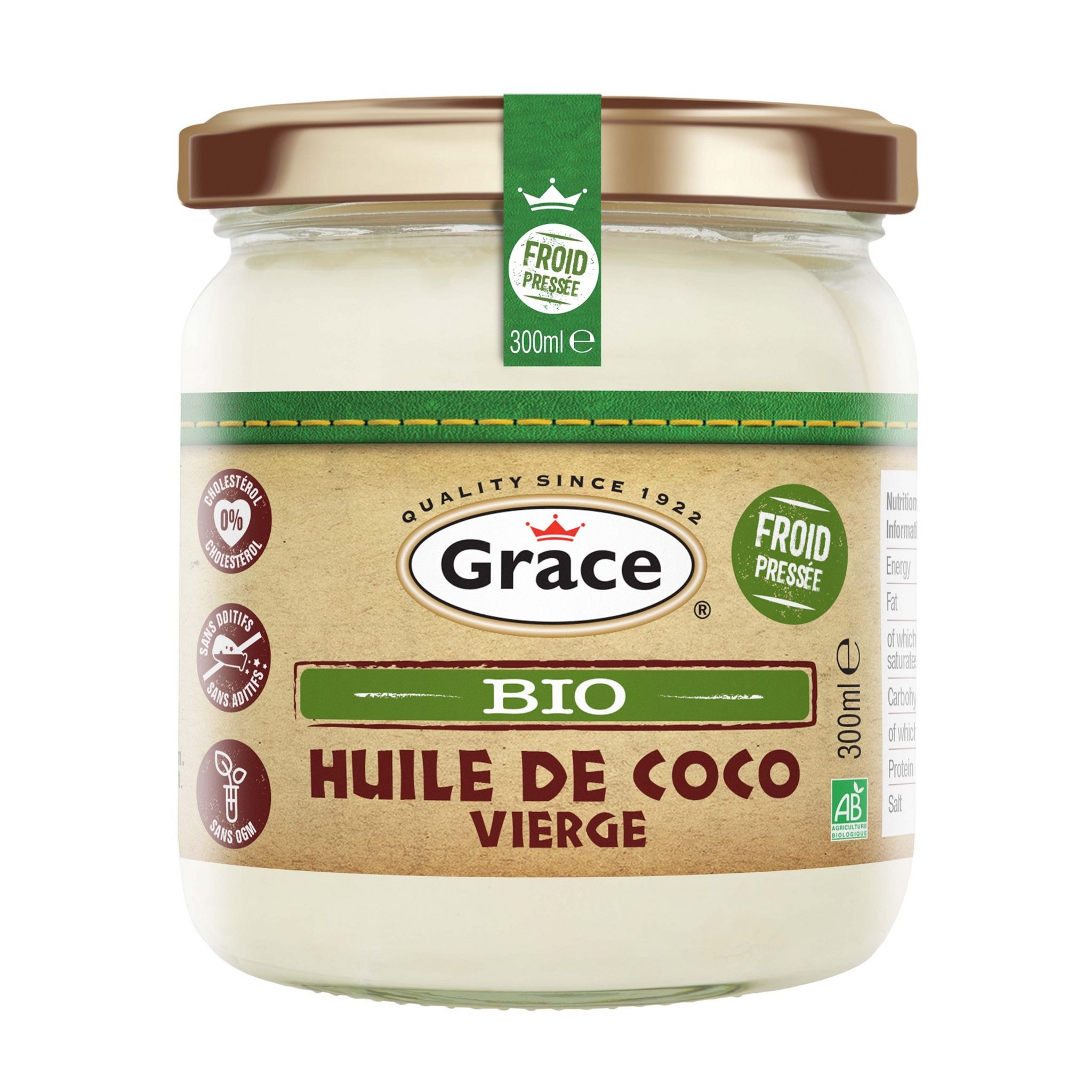 AUCHAN BIO Huile vierge de noix de coco 18cl pas cher 