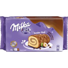 Milka Gateau Roule Fourre Aux Noisettes Et Enrobe De Chocolat Au Lait 4 Gateaux 148g Pas Cher A Prix Auchan