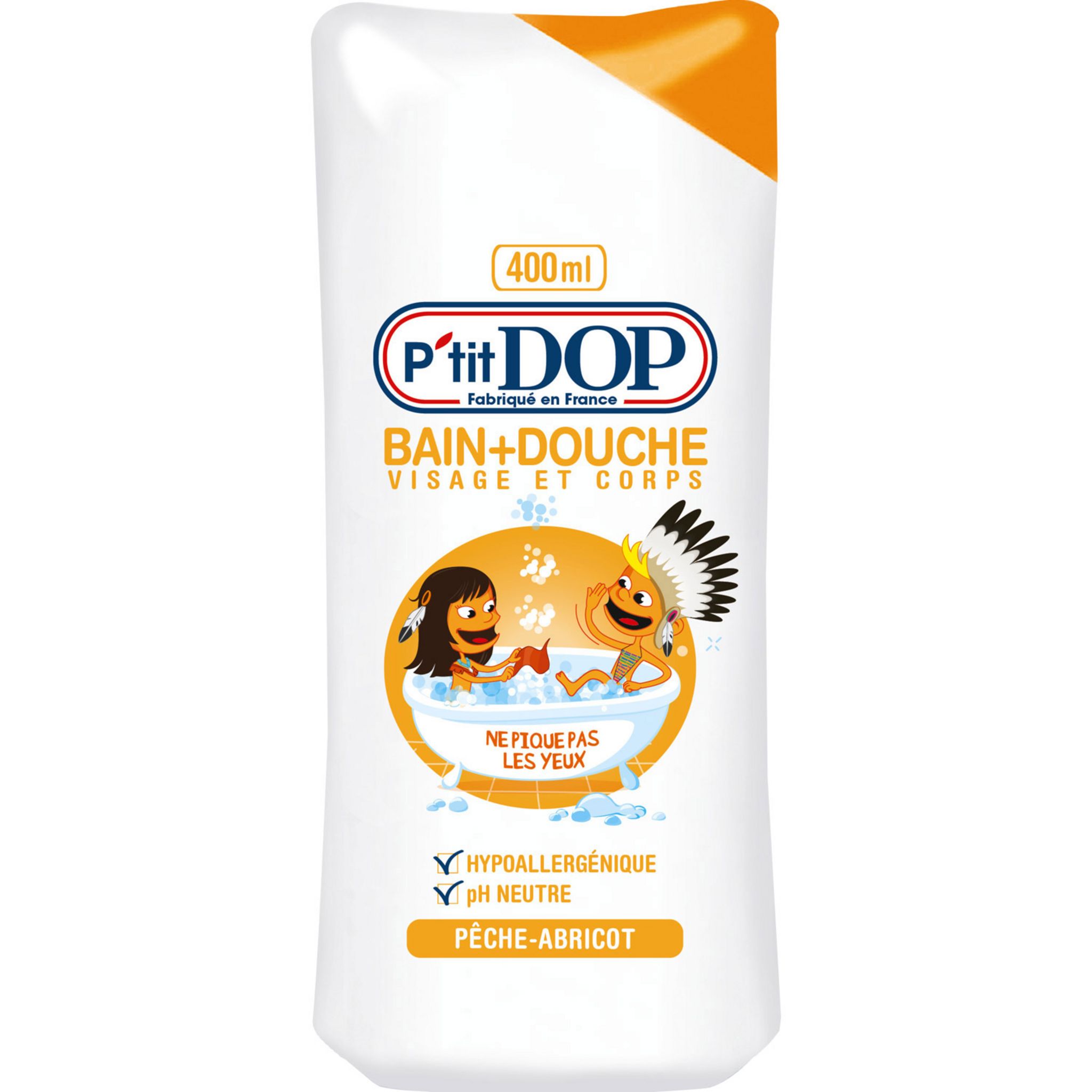 P'TIT DOP Gel douche et bain enfant hypoallergénique pêche abricot 400ml  pas cher 