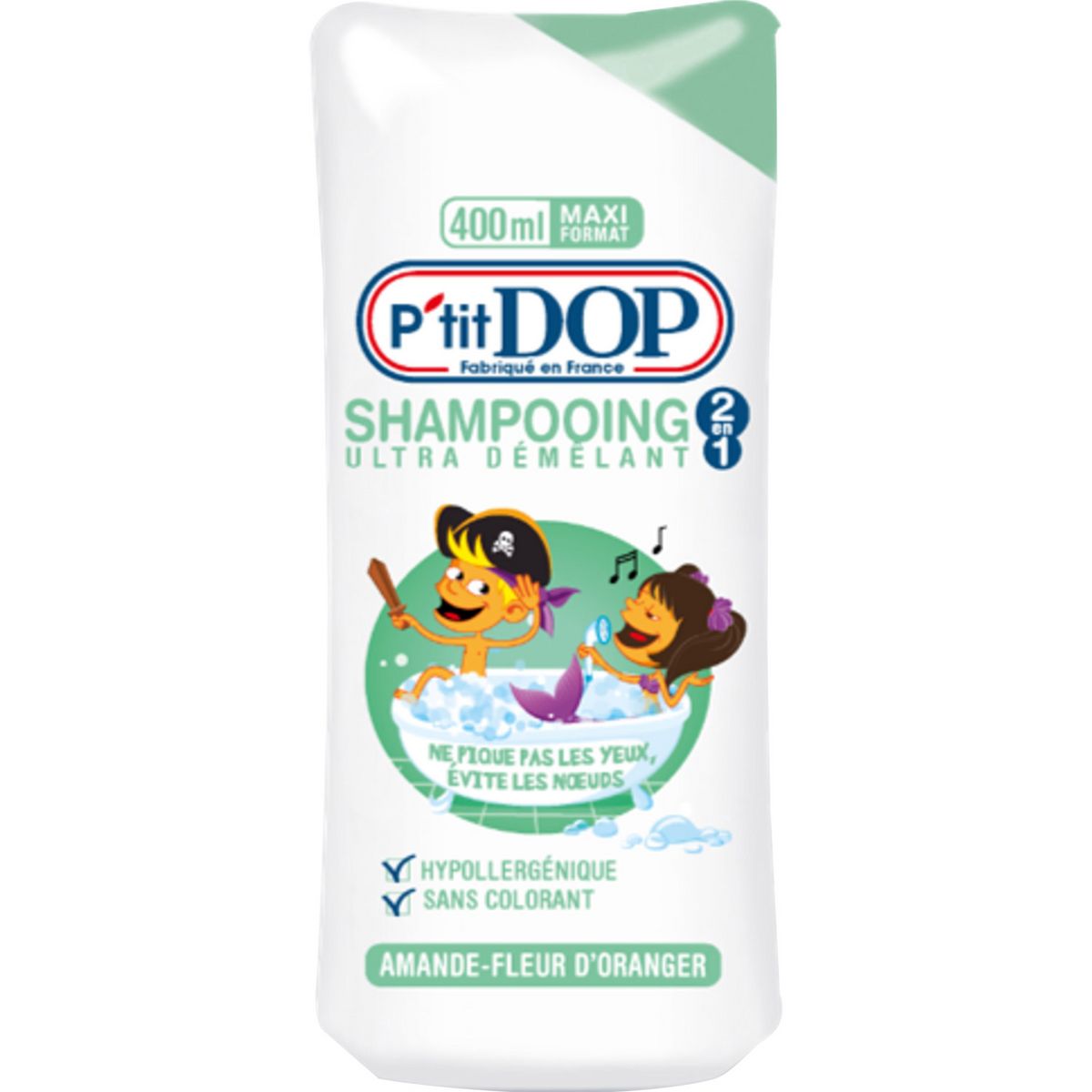 P'TIT DOP Shampooing enfant ultra démêlant amande, fleur d'oranger 400ml  pas cher 