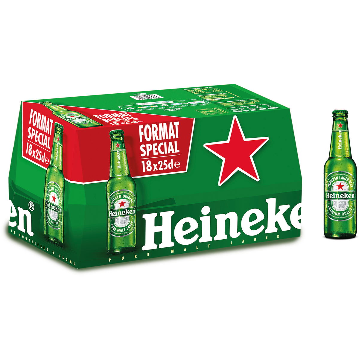 HEINEKEN Bière blonde 5% bouteilles 18x25cl pas cher 